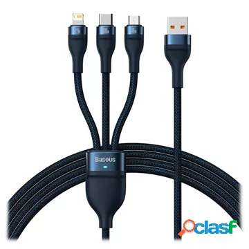 Cavo Baseus Flash Serie II 3 in 1 CASS030003 - 1,2 m - Blu