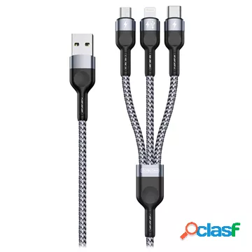 Cavo microUSB Duzzona A3, Lightning, USB-C - 2,4 A, 1,2 m