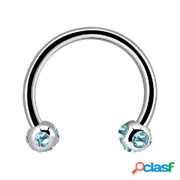 Circular barbell con palline e brillantino Titanio Circular