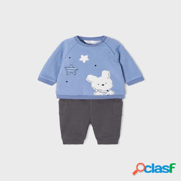 Completo tuta due pezzi azzurro e grigio composto da maglia
