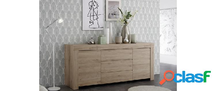 Credenza 2 ante 3 cassetti finitura rovere L184 cm TINO