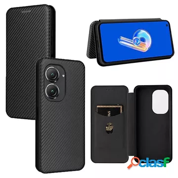Custodia Flip Asus Zenfone 9 - Fibra di carbonio - Nera