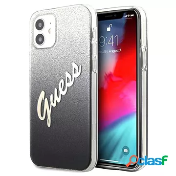 Custodia Guess Glitter Gradient Script per iPhone 12 - Nera