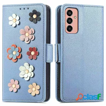 Custodia a Portafoglio Flower Decor Serie per Samsung Galaxy