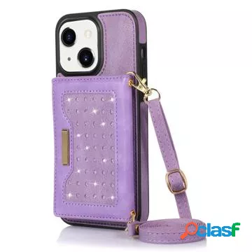 Custodia e Portafoglio Rhinestone Decor per iPhone 14 Plus -