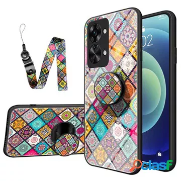 Custodia ibrida OnePlus Nord 2T con motivo a scacchi -