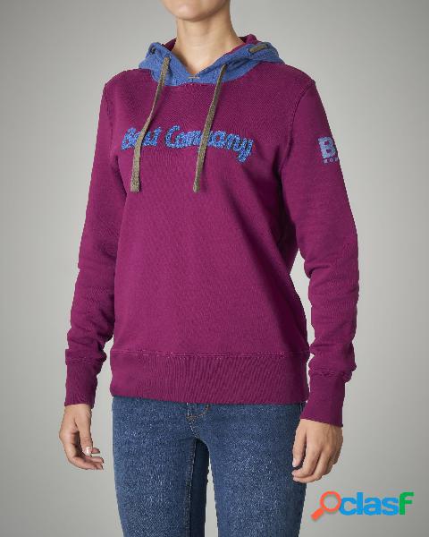 Felpa bordeaux in cotone con cappuccio