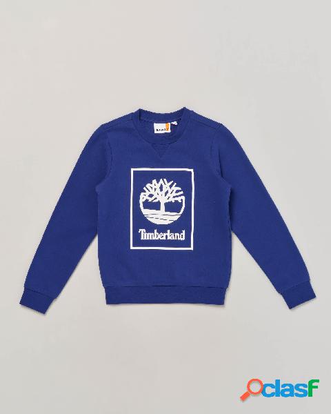 Felpa girocollo blu royal con stampa logo frontale 14 anni