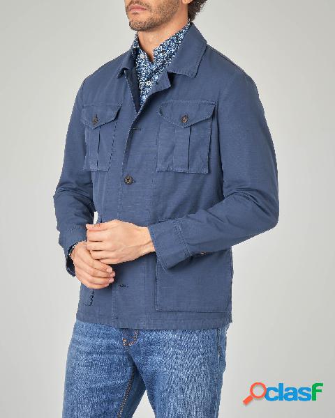 Field jacket blu in ripstop