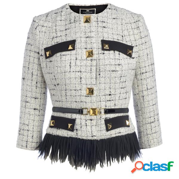 Giacca Elisabetta Franchi nera e bianca in tweed