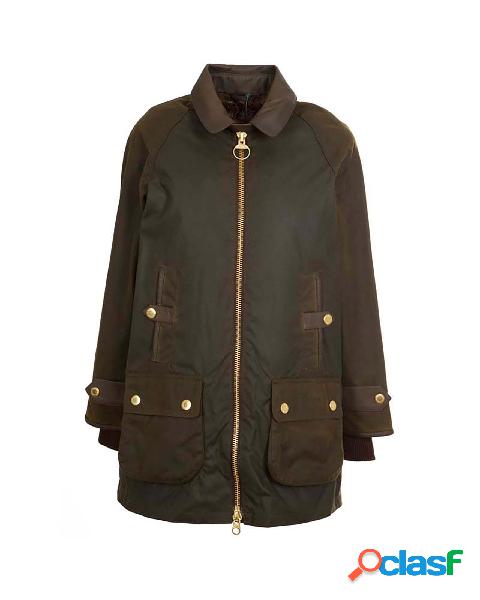 Giacca Norwood verde in cotone cerato con interno in
