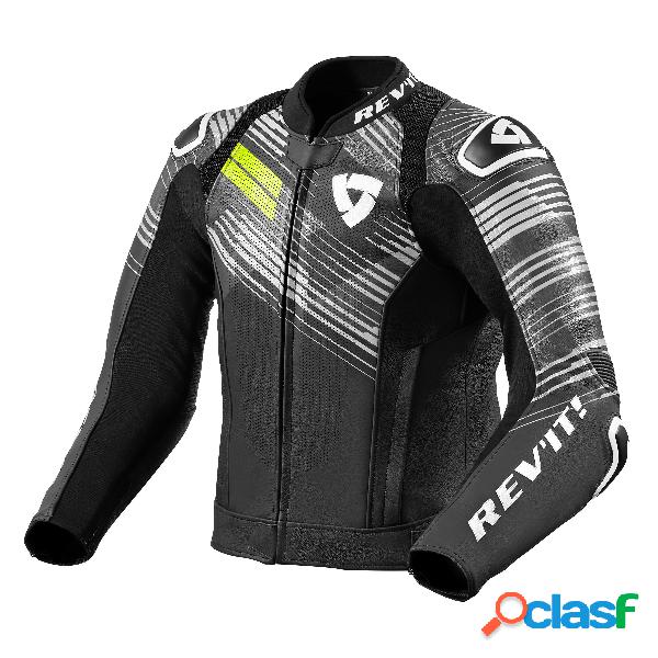 Giacca moto pelle Revit Apex Nero Neon Giallo