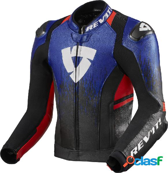 Giacca moto pelle Revit Quantum 2 Blue Neon Rosso