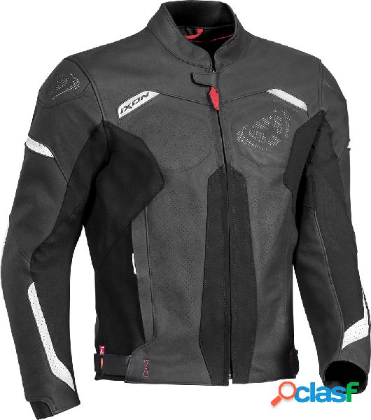 Giacca moto pelle estiva Ixon RHINO nero bianco