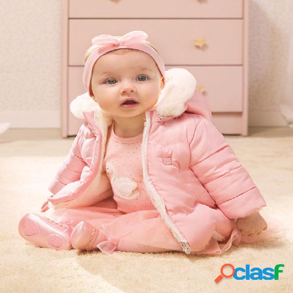 Giaccone in nylon trapuntato rosa reversibile in pelliccia