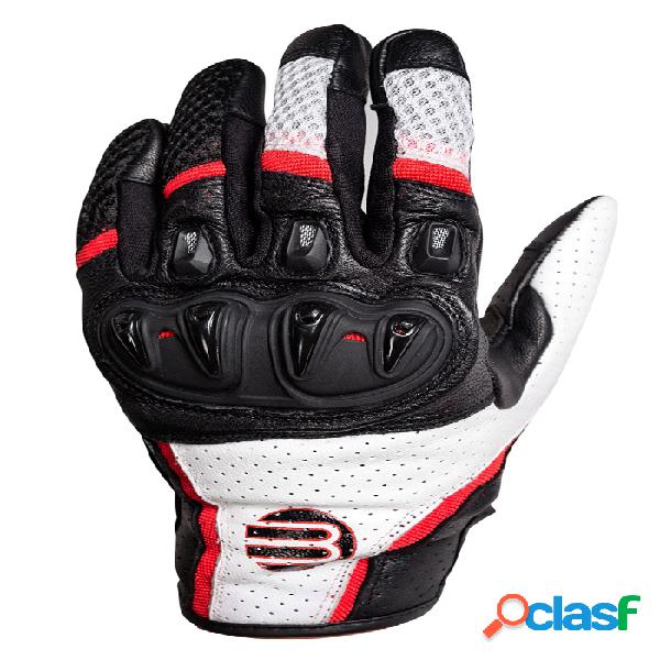 Guanti moto pelle tessuto Befast Air Racer Bianco Rosso