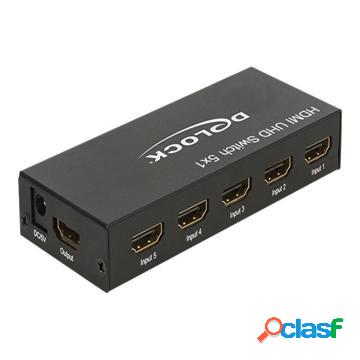Interruttore DeLock HDMI UHD 5x1 - 50Hz/60Hz - Nero