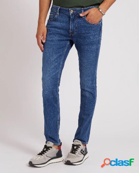 Jeans Chris superskinny lavaggio medio stone washed in tela