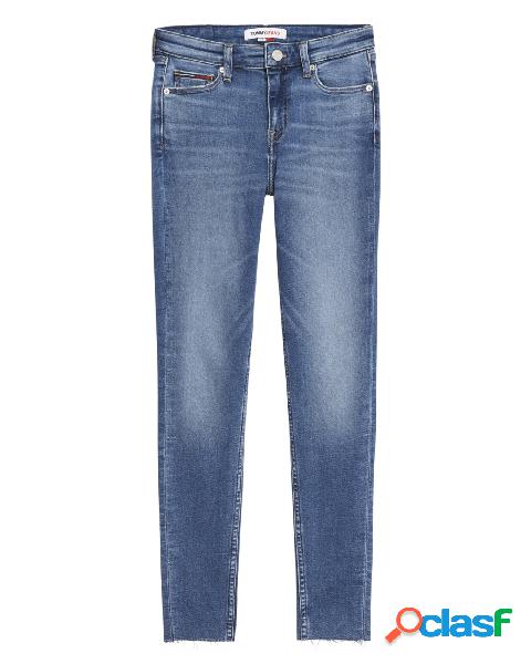 Jeans skinny a vita media in misto cotone stretch super