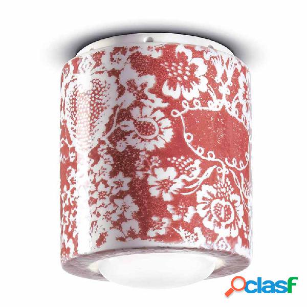 Lampada a Soffitto Ceramica Decorata Rosso - Lampade a