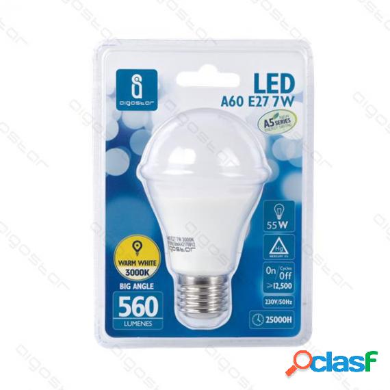 Lampadina Led A5 A60 7W Attacco E27 - 560 Lumen - 3000K Luce