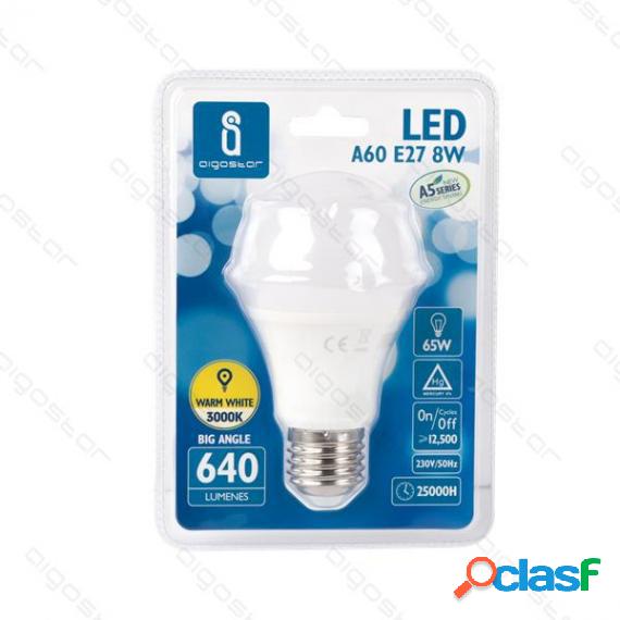 Lampadina Led A5 A60 8W Attacco E27 - 680 Lumen - 6400K Luce
