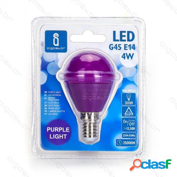 Lampadina Led Luce Viola A5 G45 4W Attacco E14 - Grande