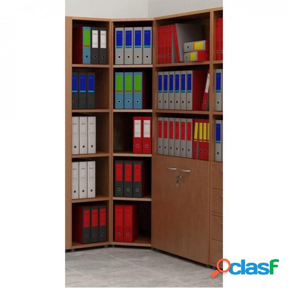 Libreria alta angolare - a giorno - 84x65x196 cm - noce