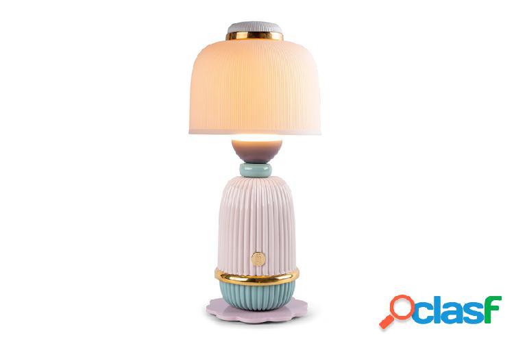 Lladro Lampada Kokeshi porcellana rosa azzurro bianco oro