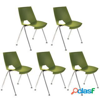 Lotto da 5 sedie per sala dattesa ENZO color verde