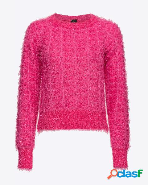 Maglia fucsia in filato effetto mohair di misto alpaca e