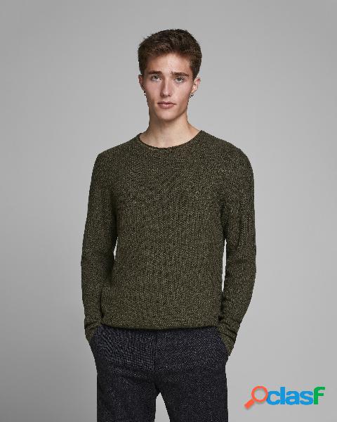 Maglia verde militare in misto cotone con lavorazione stile