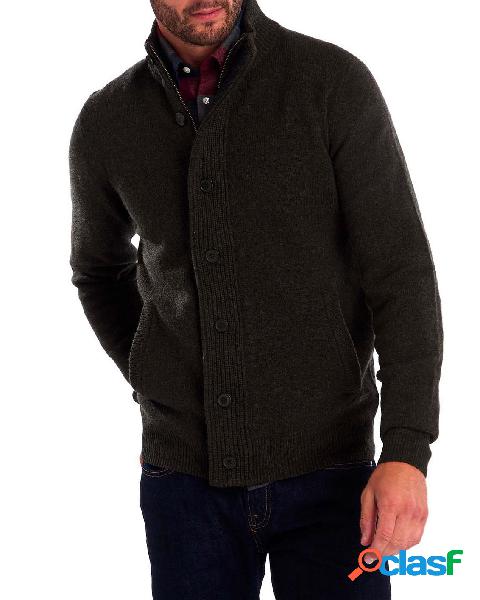 Maglione verde militare in pura lana con doppia chiusura zip