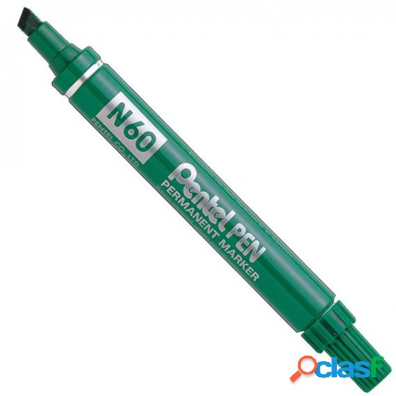 Marcatore permanente N60 - punta scalpello - verde - Pentel