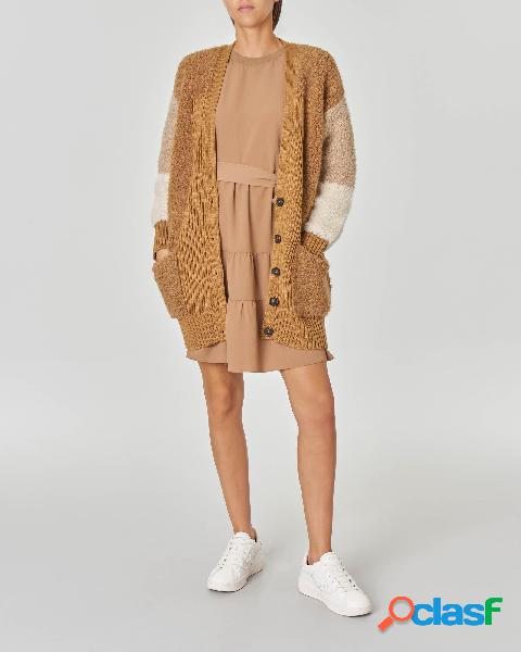 Maxi cardigan in tessuto bouclé in misto alpaca e lana a