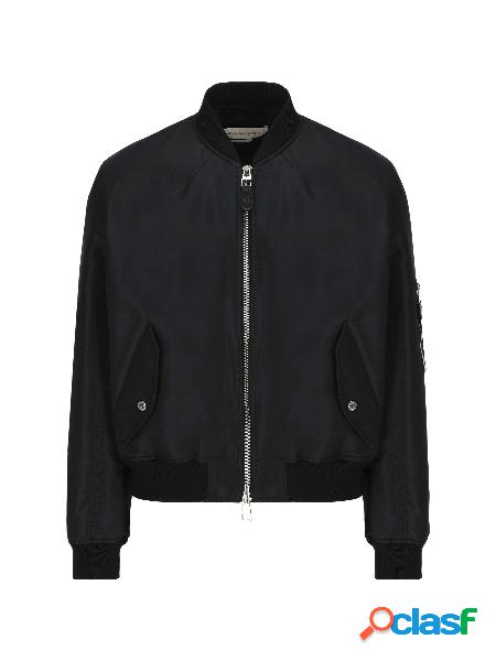 McQueen Graffiti Cropped Bomber Jacket