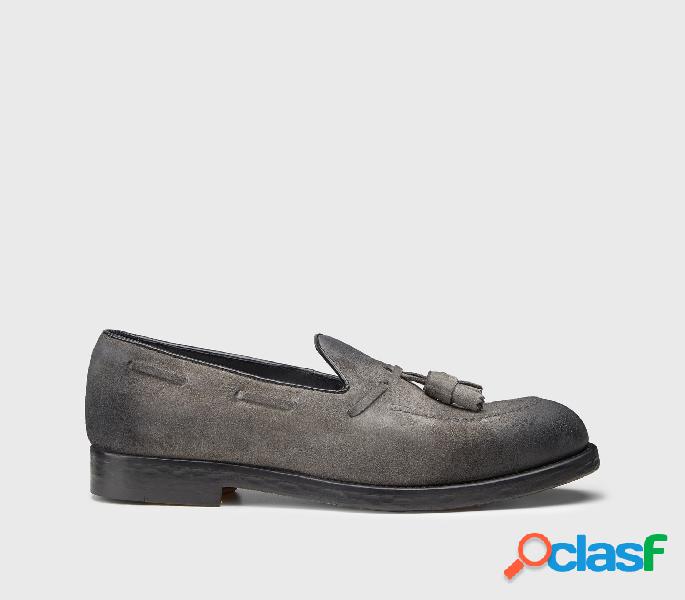 Mocassini con nappine in suede grigia Grigio 39M_U