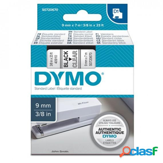 Nastro D1 409100 - 9 mm x 7 mt - nero/trasparente - Dymo