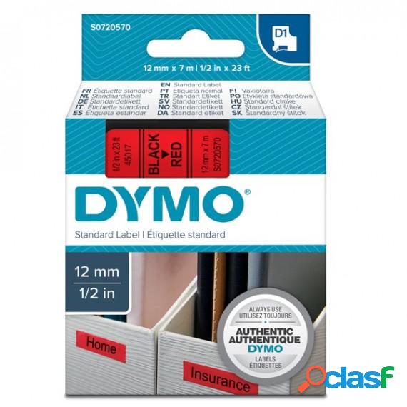 Nastro D1 450170 - 12 mm x 7 mt - nero/rosso - Dymo