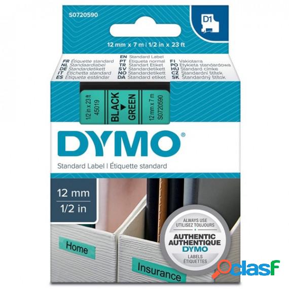 Nastro D1 450190 - 12 mm x 7 mt - nero/verde - Dymo