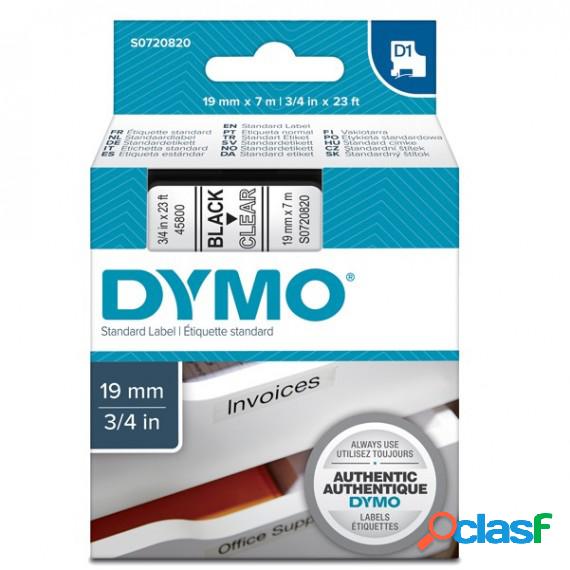 Nastro D1 458000 - 19 mm x 7 mt - nero/trasparente - Dymo