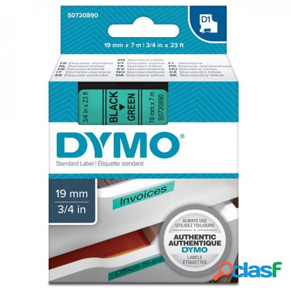 Nastro D1 458090 - 19 mm x 7 mt - nero/verde - Dymo
