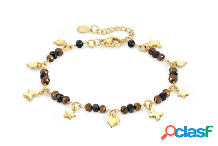 Nomination Bracciale Mon Amour argento dorato con cristalli