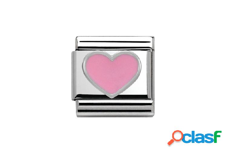 Nomination Cuore Rosa Composable acciaio argento e smalto