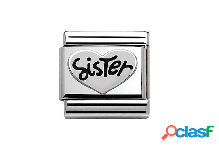 Nomination Cuore Sister Composable acciaio e argento acciaio