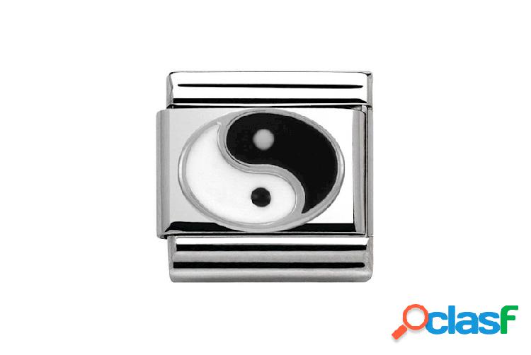 Nomination Yin Yang Composable acciaio argento e smalto