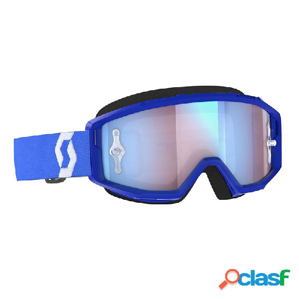 Occhiali cross Scott Primal blu bianco lente blu cromata