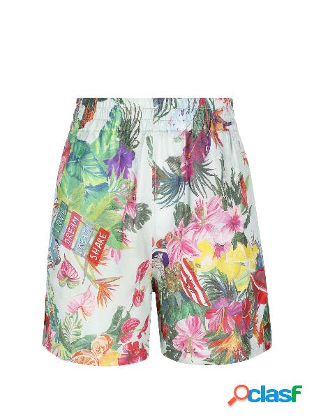 Pantaloncini Con Stampa Tropicale Multicolore All-over
