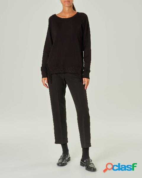 Pantaloni a sigaretta neri in cady stretch con spacchi