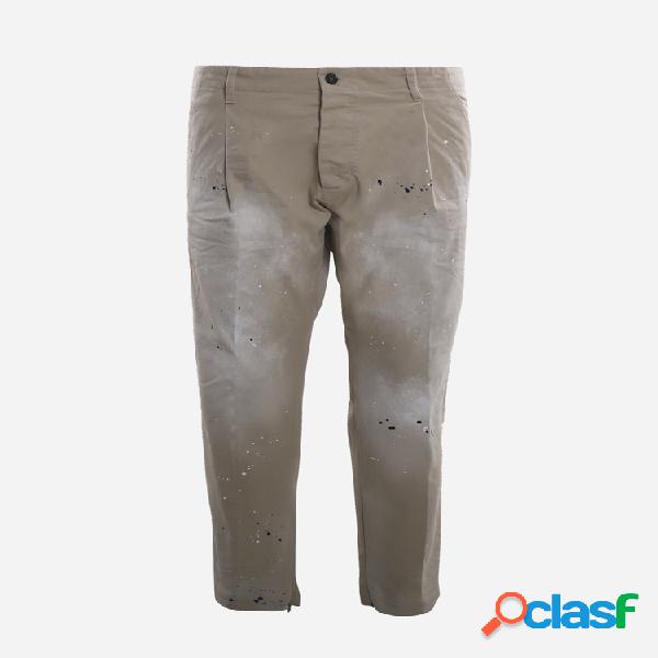 Pantaloni in cotone stretch con dettagli effetto vernice
